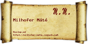 Milhofer Máté névjegykártya